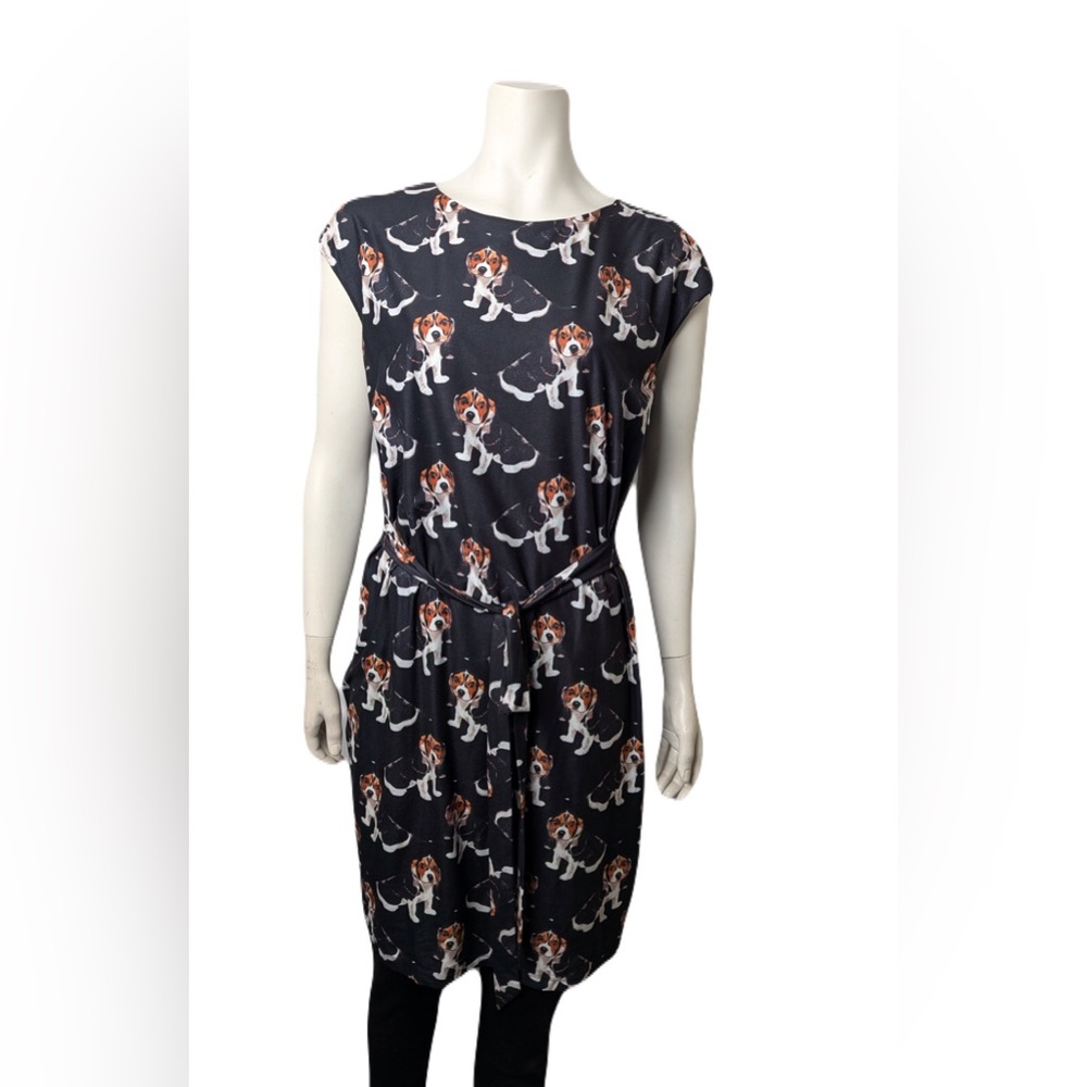 Stylish Black Dog Print Dress
